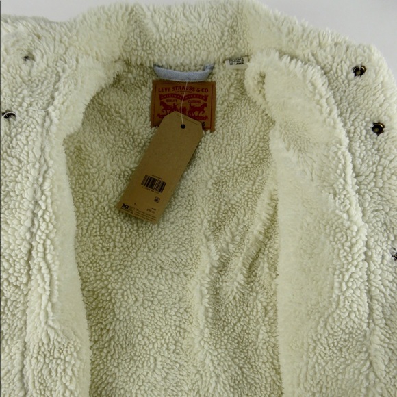 Levi’s Original Sherpa Fleece Lined Denim Jean Trucker Jacket NWT Regular Fit - Picture 9 of 13
